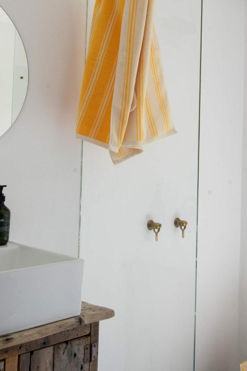 Retro Stripe håndklæde - Yellow/Cream